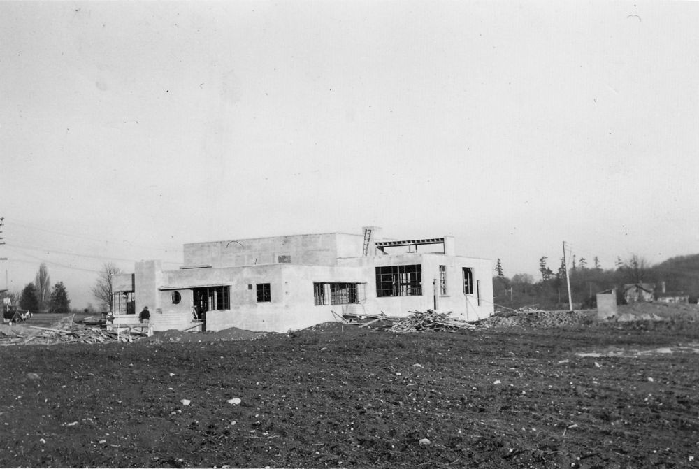 KIRO transmitter building, under construction