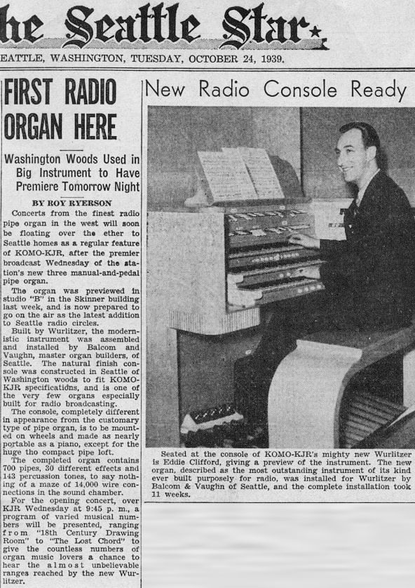 KOMO Organ newspaper article