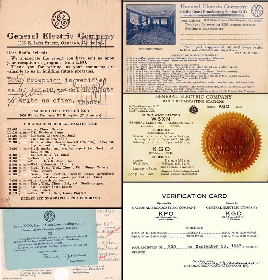 KGO QSL cards