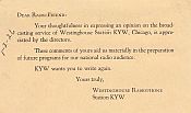 KYW QSL 1926
